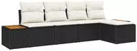 vidaXL Gartensofa-set mit Kissen 5 pcs Schwarz Poly Rattan