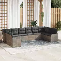 vidaXL Gartensofa-set Grau 344 x 177,5 x 85 cm Poly-Rattan
