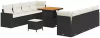 vidaXL Gartensofa-set mit Kissen 12 pcs Schwarz und Creme Poly-Rattan