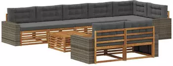 vidaXL Gartenlounge-Set mit Kissen, 9-tlg. (3383550)