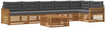 vidaXL Outdoor-Sofagarnitur mit Kissen, 7-tlg., Natur/Anthrazit (3383450)
