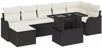 vidaXL Garten-Sofa-Set mit Kissen 8-tlg. Poly Rattan Schwarz (3348503)