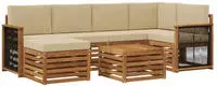 vidaXL Ecksofa Set 6 pcs Natur Massives Akazienholz und Polyester