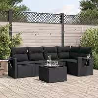 vidaXL 5-tlg. Garten-Sofagarnitur mit Kissen Braun Poly Rattan