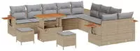 vidaXL Gartensofa-set mit Kissen 17 pcs Beige und Hellgrau Poly-Rattan