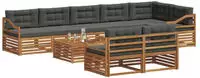 vidaXL Outdoor-Sofagarnitur mit Kissen 9 pcs Natur und Anthrazit