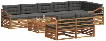 vidaXL Outdoor-Sofagarnitur mit Kissen 9-tlg. Natur/Anthrazit (3373717)