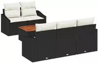 vidaXL Gartensofa-set mit Kissen 6 pcs Schwarz Poly-Rattan