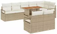 vidaXL Garten-Sofa-Set mit Speicher 9 pcs Beige Poly Rattan