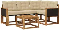 Vidaxl Outdoor Sofa Set With Cushion 5 Pcs Natural And Beige