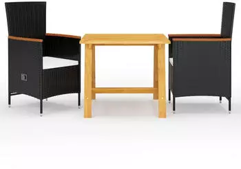 vidaXL Garten-Essgruppe 3-tlg. Schwarz (3068705)