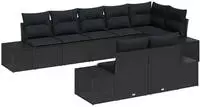 vidaXL Gartensofa-set mit Speicher 8 pcs Schwarz Poly Rattan