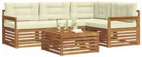 vidaXL Outdoor-Sofagarnitur mit Kissen 5 pcs Natur und Creme