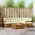 vidaXL Outdoor-Sofagarnitur mit Kissen 5-tlg., Natur/Creme (3373405)