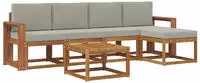vidaXL Outdoor-Sofagarnitur mit Kissen 6 pcs Nat&uuml;rlich und Hellgrau