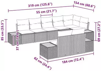 vidaXL Garten-Sofa-Set 8-teilig Poly Rattan/Akazie Schwarz (3348108)