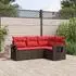 vidaXL Gartensofa-Set 4-teilig mit Kissen, Polyrattan, Braun (3220113)