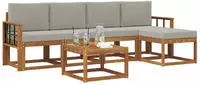 Outdoor-sofagarnitur Mit Kissen 6 Pcs Nat&uuml;rlich Und Hellgrau Vidaxl