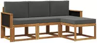 vidaXL Outdoor-Sofagarnitur mit Kissen 4 pcs Natur und Anthrazit