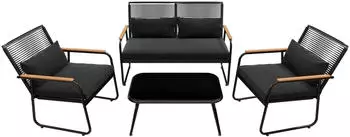 Garmio Rimini Polyrattan Gartenm&ouml;bel Set 4-teilig mit Glastisch