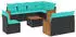 vidaXL Gartensofa-Set 9-teilig mit Kissen, schwarzes Polyrattan (3227849)
