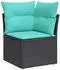 vidaXL Gartensofa-Set 9-teilig mit Kissen, schwarzes Polyrattan (3227849)