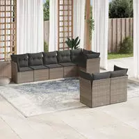 vidaXL 8-tlg. Garten-Sofagarnitur mit Kissen Beige Poly Rattan