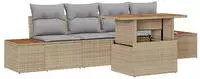 vidaXL Garten-Sofa-Set mit Speicher 5 pcs Beige Poly Rattan