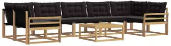 vidaXL Outdoor-Sofagarnitur 8-tlg. Wei&szlig;/Schwarz 79x79x37cm (3388518)