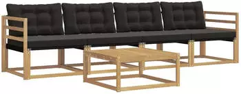 vidaXL Outdoor-Sofagarnitur 5-tlg. Wei&szlig;/Schwarz 79x79x37cm (3388386)