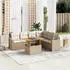 vidaXL Garten-Sofagarnitur 7-tlg. mit Kissen, Poly Rattan, Beige (3271331)