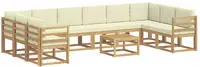 vidaXL Outdoor-Sofagarnitur mit Kissen 11 pcs Wei&szlig; und Creme