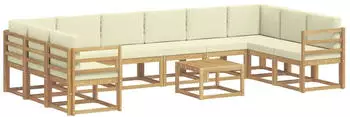 vidaXL Outdoor-Sofagarnitur mit Kissen 11-teilig, Wei&szlig;/Creme (3388309)