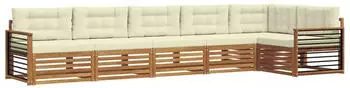 vidaXL Outdoor-Sofagarnitur mit Kissen 6-tlg., Natur/Creme (3373550)