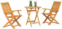 vidaXL Klapp Bistro Set 3 pcs Braun Massivholz Akazie