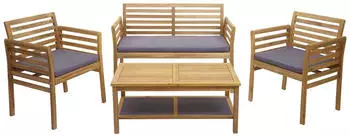 MCW Balkon-Set E99b Akazienholz massiv, Kissen dunkelgrau, 4-tlg (E99b)