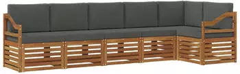 vidaXL Ecksofa-Set 6-tlg. Akazien-Massivholz Natur/Anthrazit (3374907)