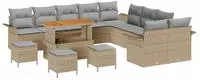 vidaXL Gartensofa-set mit Kissen 14 pcs Beige Poly-Rattan