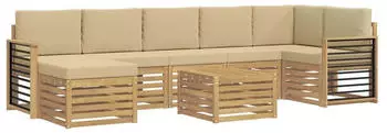 vidaXL Outdoor-Sofagarnitur 8-tlg. Wei&szlig;/Beige 59x59x37cm