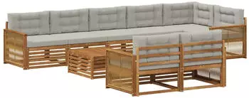vidaXL Outdoor-Sofagarnitur mit Kissen, 9-tlg. (3383539)