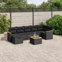vidaXL 7-tlg. Garten-Sofagarnitur mit Kissen Beige Poly Rattan