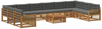 vidaXL Sofagarnitur mit Kissen 11-tlg Massivholz Akazie (3383930)