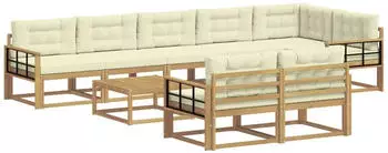 vidaXL Outdoor-Sofagarnitur 9-tlg. Wei&szlig; und Creme 79x79x37cm (3386664)