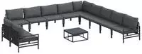 vidaXL Gartensofa-set mit Kissen 12 pcs Schwarz Stahl