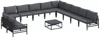vidaXL Gartenlounge-Set mit Kissen 12-tlg. Stahl Schwarz (3379007)
