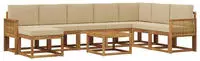 vidaXL Outdoor-Sofagarnitur 9 pcs Natur und Beige Massivholz Akazie