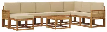 vidaXL Outdoor-Sofagarnitur 9-tlg. Akazienholz Natur/Beige (3385479)