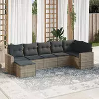 vidaXL 8-tlg. Garten-Sofagarnitur mit Kissen Schwarz Poly Rattan