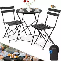Bistroset 3-teilig Bistrotisch Mit 2 Klappbaren St&uuml;hle Set Balkonset Balkonm&ouml;bel