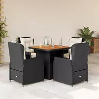 vidaXL 5-tlg. Garten-Essgruppe mit Kissen Beige Poly Rattan